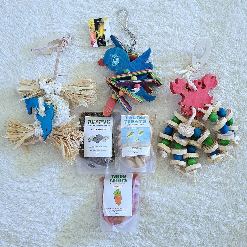 ✨️HP 4X✨️BIRD🐦 Toys For Medium Sized Parrots🦜 (3) and Bird Treats (3)